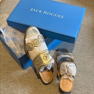 Jack Rogers Gold and Silver Sandals